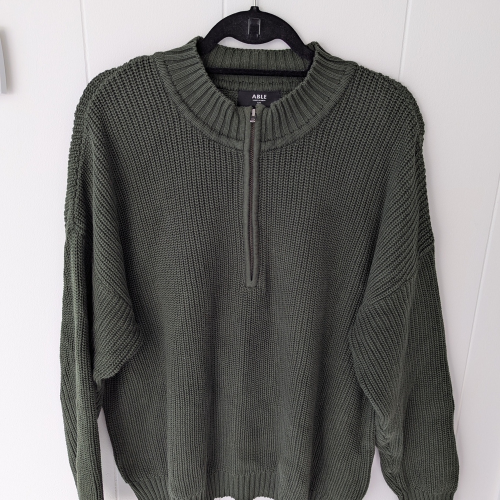 Green Quarter Zip Sweater